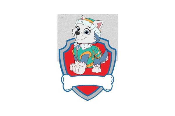 Paw Patrol Badge with White Wolf Character