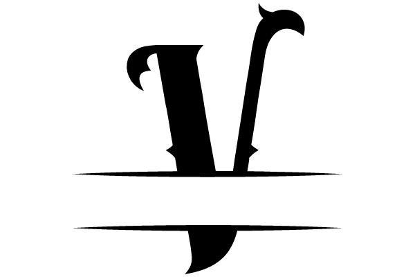 Black Gothic Letter V on White Background