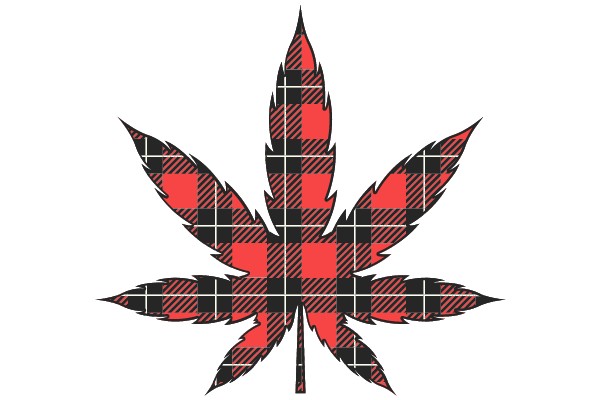 Vibrant Red and Black Checkered Leaf Design