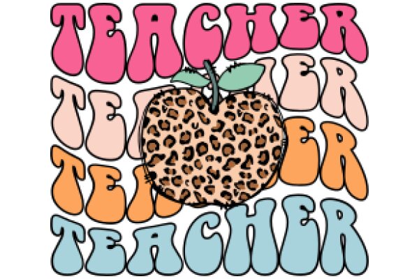 Colorful Apple with the Word 'Teacher' in a Stylized Font