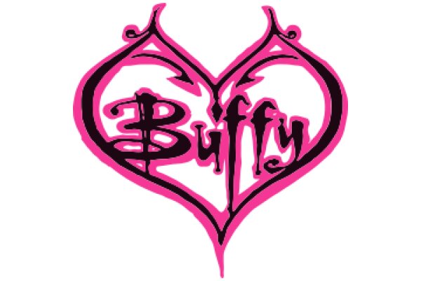 Vibrant Pink and Black Heart-Shaped Logo with the Word 'Buffy' in Stylized Lettering