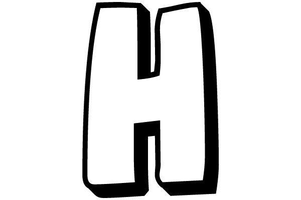 Large Black Outline Letter H