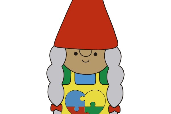Gnome with Puzzle Piece Heart
