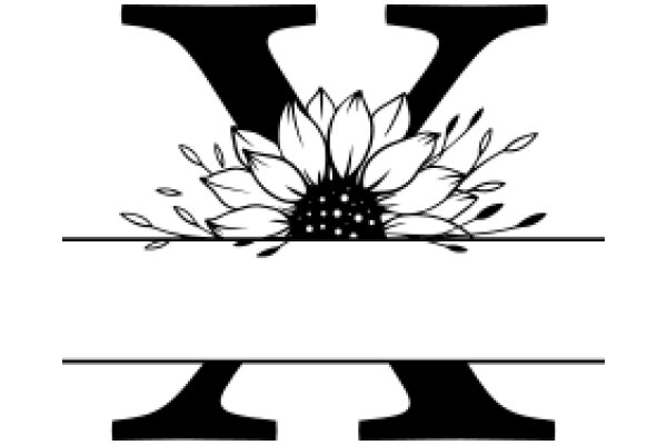 Monochrome Art: A Flowery Letter 'Y' with a Stylish Flower Design