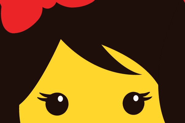 Smiling LEGO Girl with a Red Bow
