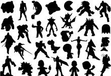 A Collection of Silhouetted Characters from Video Games and Anime