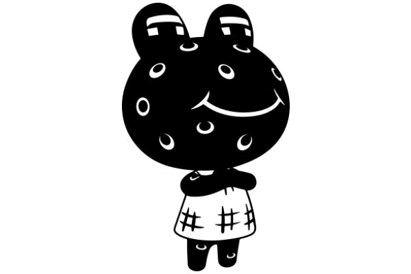 A Playful Cartoon of a Black Character with a Smile and a White Apron, Standing against a White Background.