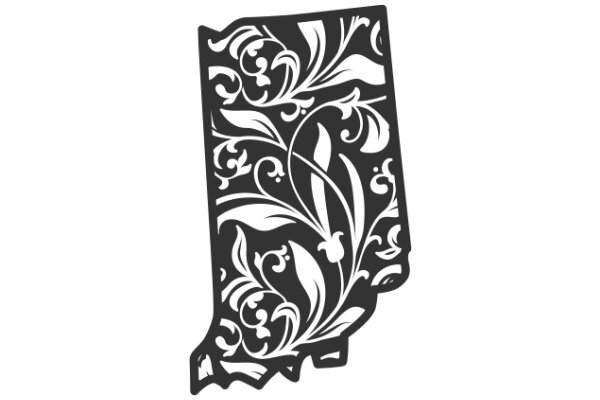 Stylized Floral Design on a Rectangular Shape