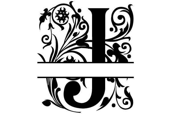 Ornate Monogram of 'H' and 'J'