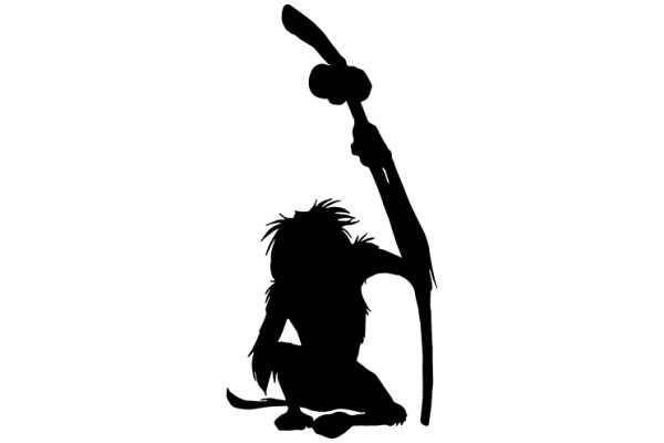 Silhouette of a Mystical Creature with a Staff