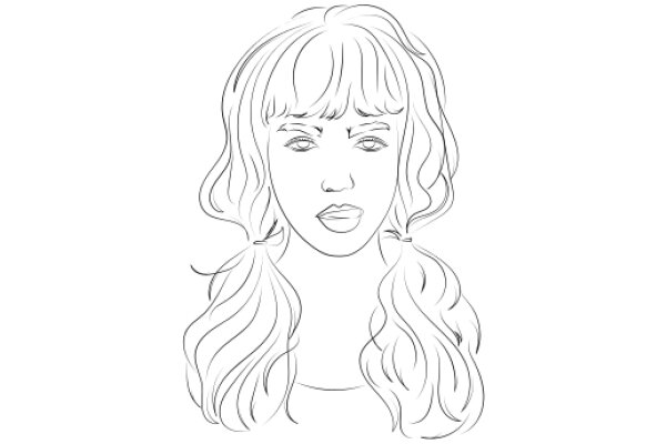 A Portrait of a Woman with Long Hair and a Serious Expression