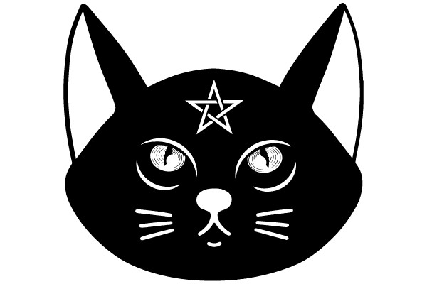 A Black Cat with a Star on Its Head