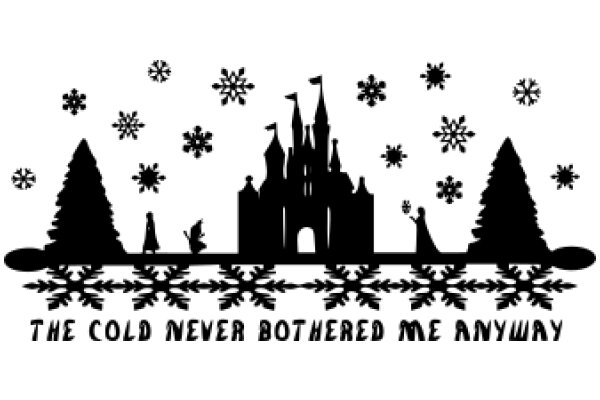 Winter Wonderland: A Silhouette of a Castle and Snowflakes Amidst a Chilly Night Sky