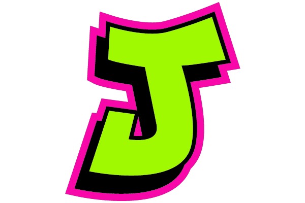 Green and Pink Outlined Letter 