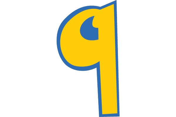 Bold Yellow and Blue Number Nine
