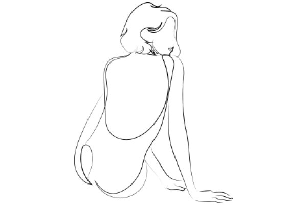 A Line Drawing of a Woman in a Swimsuit