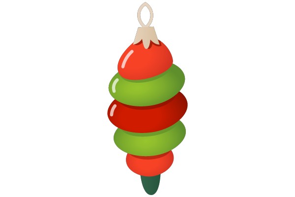 Red and Green Christmas Tree Ornament with Silver Ribbon