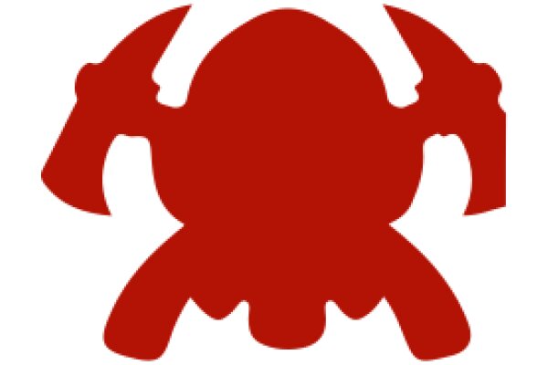 Vivid Red Silhouette of a Character with Two Axes
