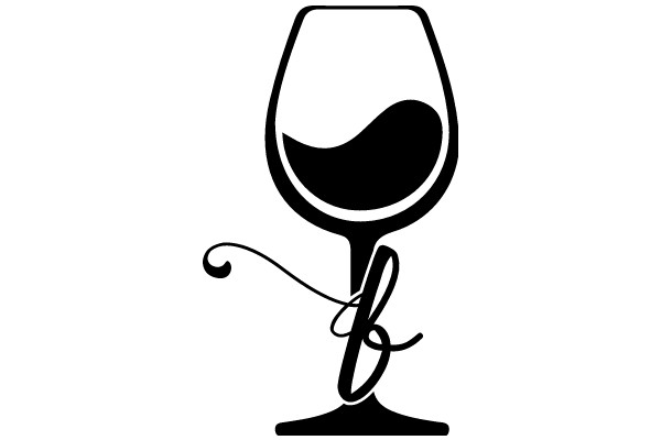 Elegant Wine Glass Icon with a Stylish Curly Swirl
