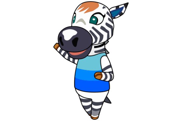 Zebra-Styled Character with a Blue Shirt and a Big Smile