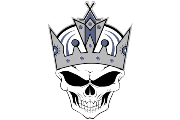 Stylized Skull with Crown and Sun Designs