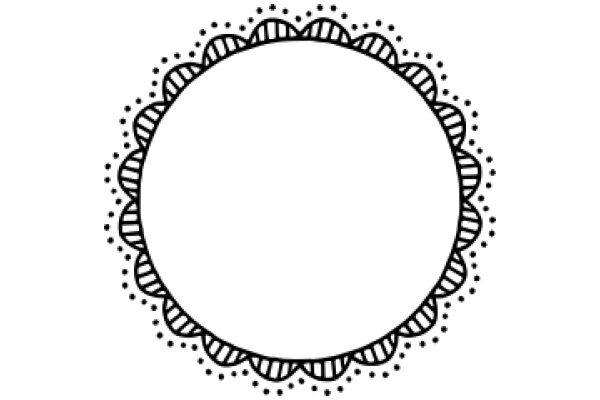 A Simple, Line Drawing of a Circle with a Scalloped Edge