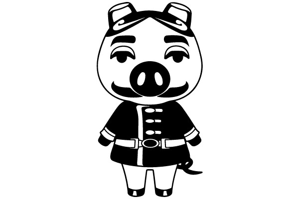 Adorable Guardsman Pig: A Monochrome Tale of Duty and Charm