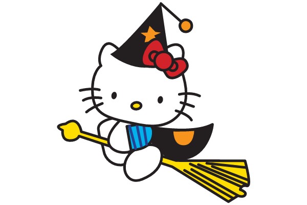 Halloween Hello Kitty on a Broomstick