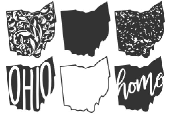 A Collection of State Silhouettes and the Word 'Home' in a Stylized Font