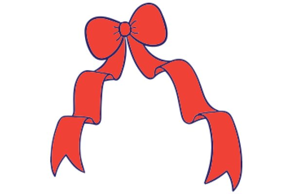 Vivid Red Bow with Blue Outline