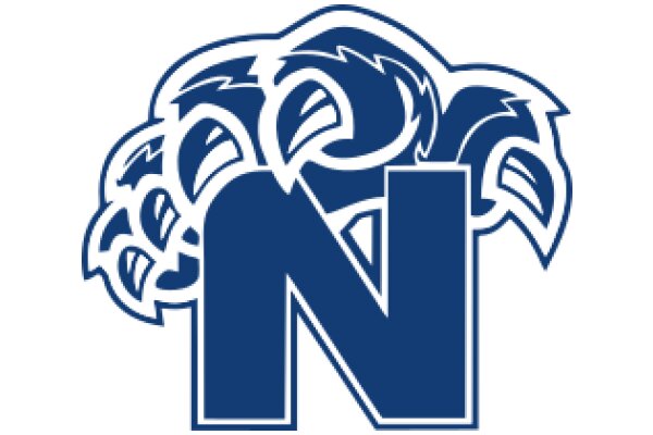 Stylized Logo of a Letter 'N' with a Blue and White Design