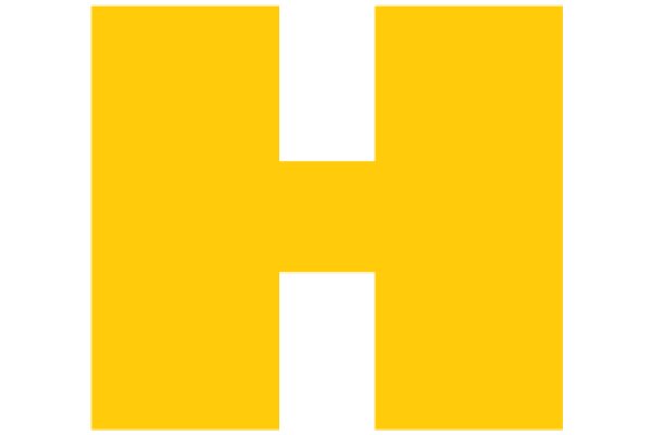 A Solid Yellow H on a White Background