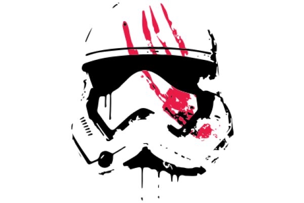 Stylized Artwork of a Stormtrooper Helmet with a Distressed Texture and Red Splatters