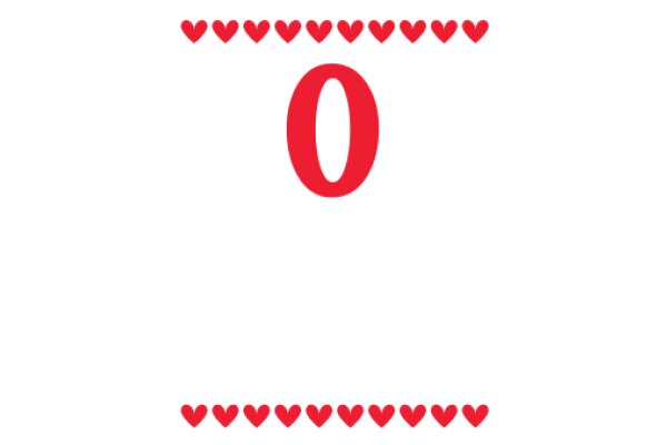 Digital Art: A Clean and Simple Design with a Red Number '0' and Red Hearts