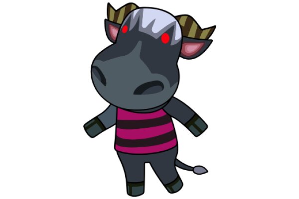 A Stylish Cartoon Cow with a Unique Hat and Shirt