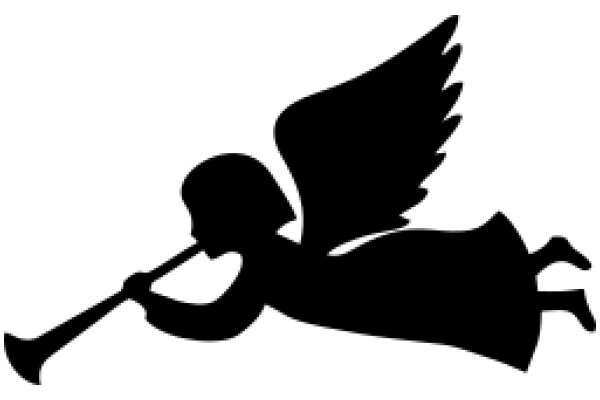 Silhouette of an Angel Playing a Trumpet