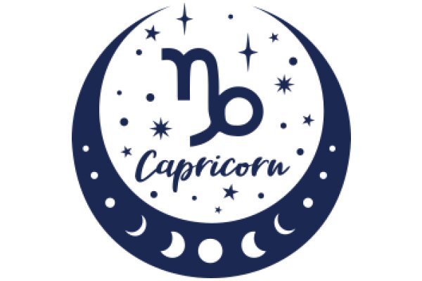 Celestial Emblem: A Graphic Design of the Astrological Sign Capricorn with a Moon and Stars Background