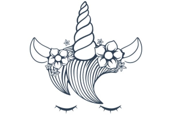 Whimsical Floral Design with a Unique Twist: A Stylized Ice Cream Cone with Flower Accents and Eyelashes