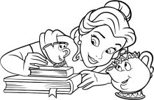 A Whimsical Scene: A Cartoon Character and a Teapot Amidst a Stack of Books