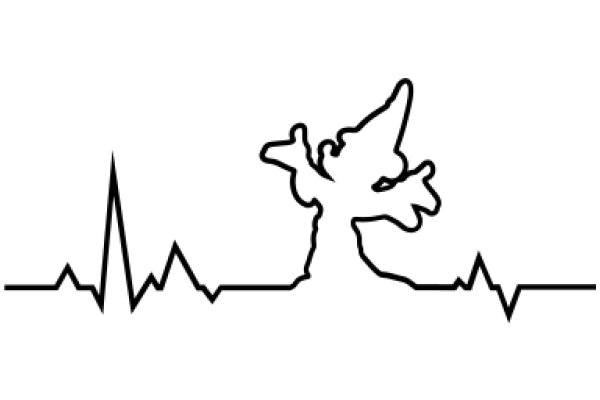 A Simple Line Drawing of a Heartbeat and a Silhouette of a Unicorn's Head