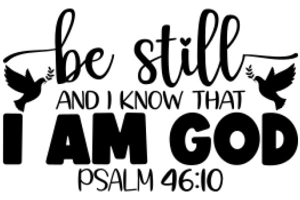 Inspirational Quote Art: A Design with a Bible Verse and a Bird, Encouraging Stillness and Knowledge of God.