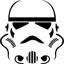 Stylized Black and White Logo of a Stormtrooper Helmet
