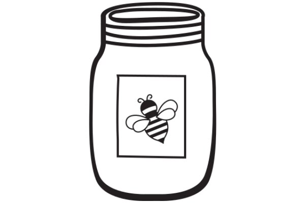 Simplistic Illustration of a Mason Jar with a Bee Design