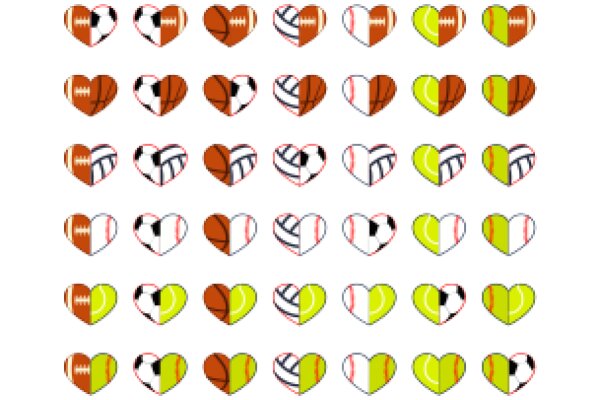A Collection of 24 Heart-Shaped Icons, Each Representing a Different Sport