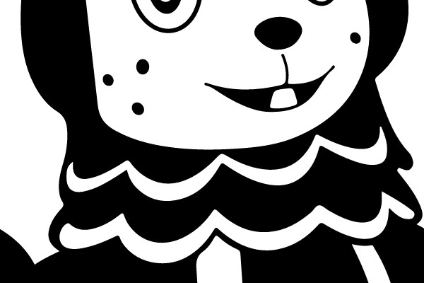 Whimsical Character with Heart-themed Dress