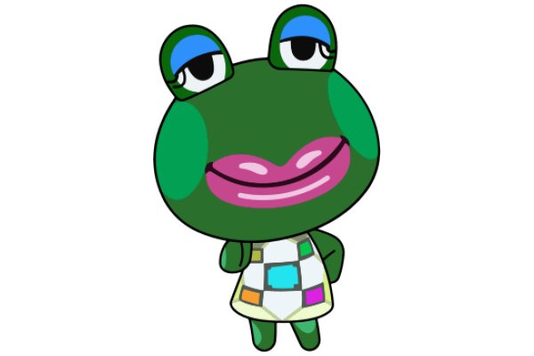Vibrant and Friendly: A Colorful Cartoon Frog with a Big Smile