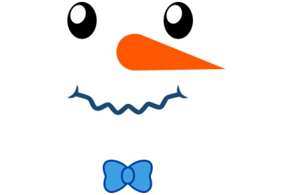 A Whimsical Character: A Smiling Face with a Blue Bow and an Orange Nose