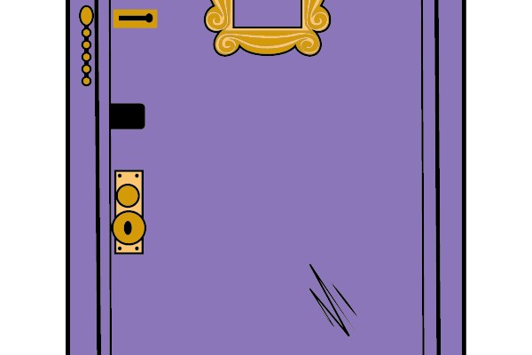 Purple Door with Decorative Plate and Lock