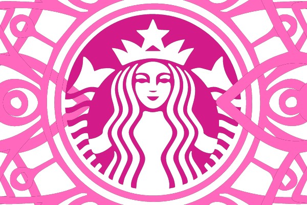 Pink and Purple Starbuck's Logo with Floral Design