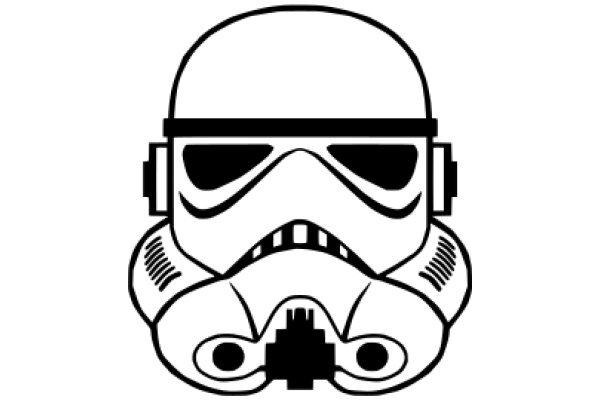 Stylized Illustration of a Stormtrooper's Helmet with Headphones